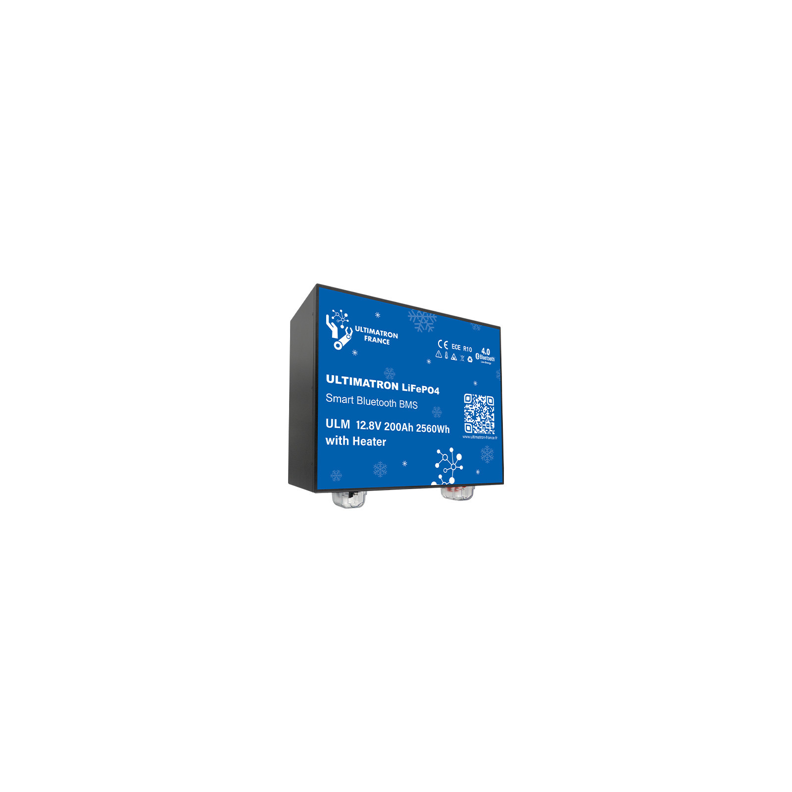 Batterie lithium LiFePO4 ULTIMATRON 12.8V 200Ah avec Bluetooth, Smart BMS intégré et chauffage