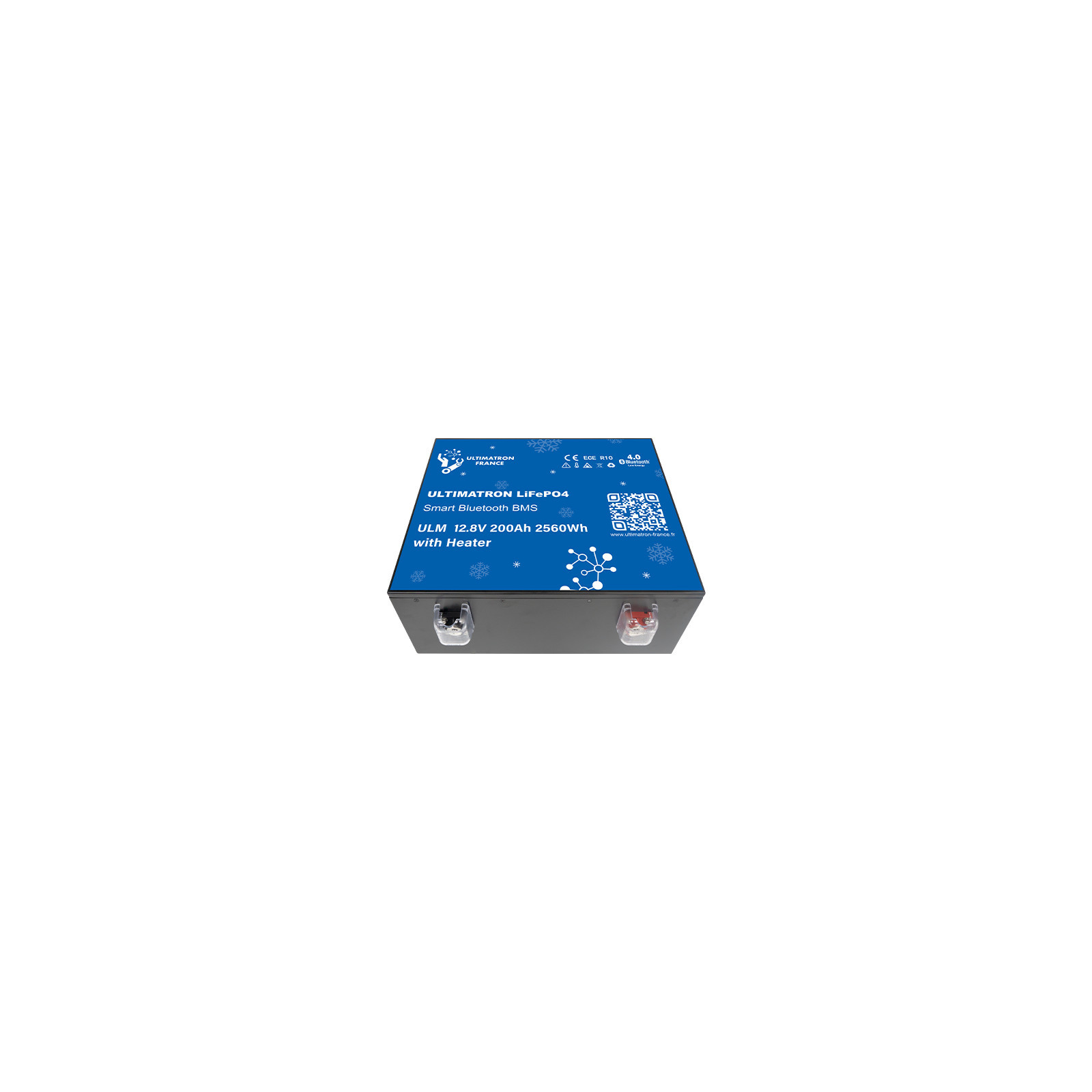 Batterie lithium LiFePO4 ULTIMATRON 12.8V 200Ah avec Bluetooth, Smart BMS intégré et chauffage