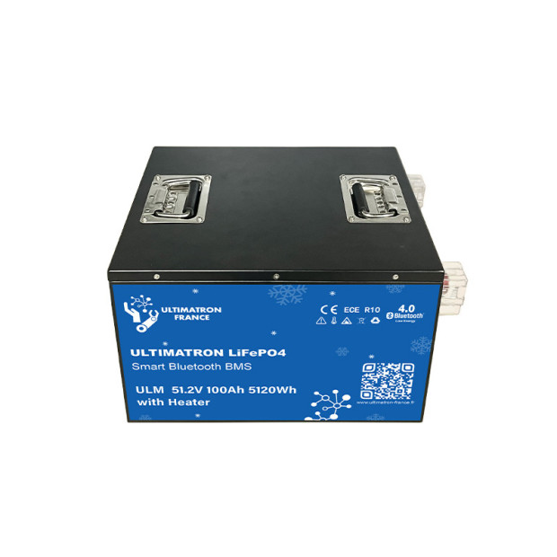 Batterie lithium LiFePO4 ULTIMATRON 51.2V 100Ah avec Bluetooth, Smart BMS intégré et chauffage