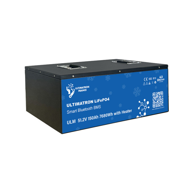 Batterie lithium LiFePO4 ULTIMATRON 51.2V 150Ah avec Bluetooth, Smart BMS intégré et chauffage