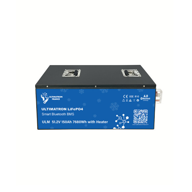 Batterie lithium LiFePO4 ULTIMATRON 51.2V 150Ah avec Bluetooth, Smart BMS intégré et chauffage