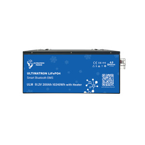 Batterie lithium LiFePO4 ULTIMATRON 51.2V 200Ah avec Bluetooth, Smart BMS intégré et chauffage