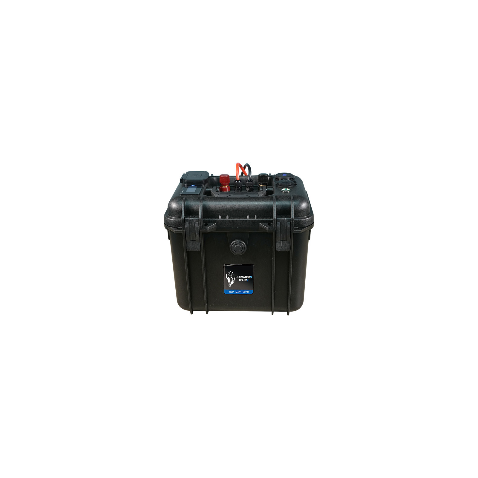 Valise-batterie portable Lithium LiFePO4 ULTIMATRON 12V 100Ah avec Bluetooth, Smart BMS intégré et indicateur de charge