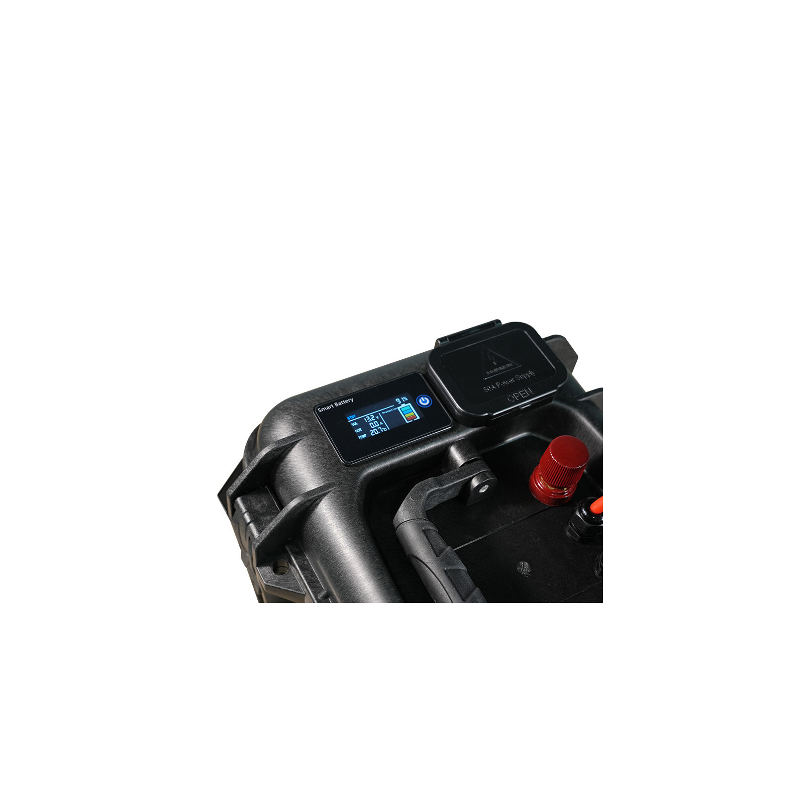 Valise-batterie portable Lithium LiFePO4 ULTIMATRON 12V 100Ah avec Bluetooth, Smart BMS intégré et indicateur de charge
