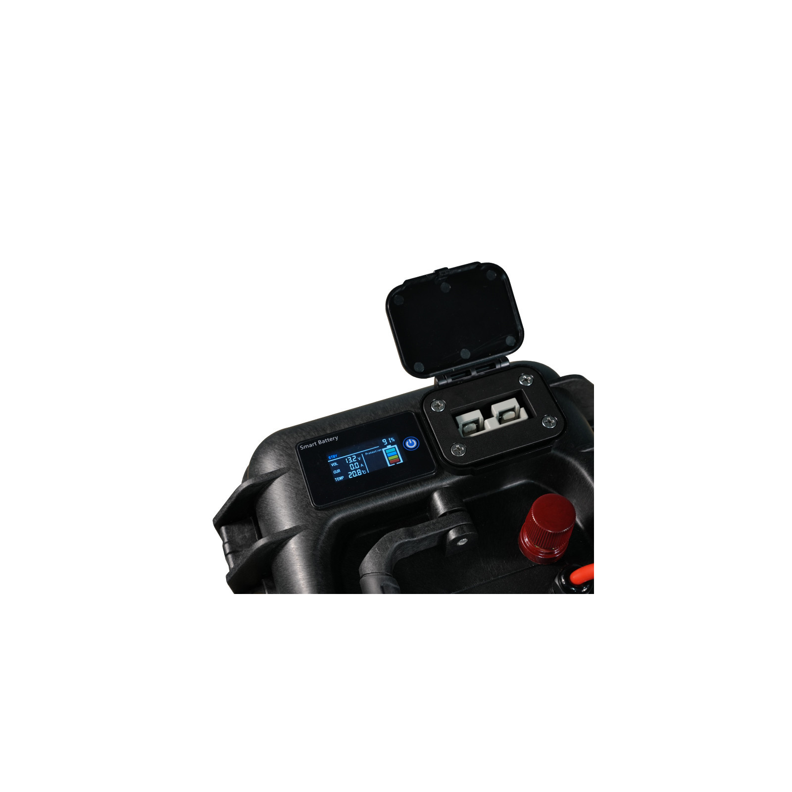 Valise-batterie portable Lithium LiFePO4 ULTIMATRON 12V 100Ah avec Bluetooth, Smart BMS intégré et indicateur de charge