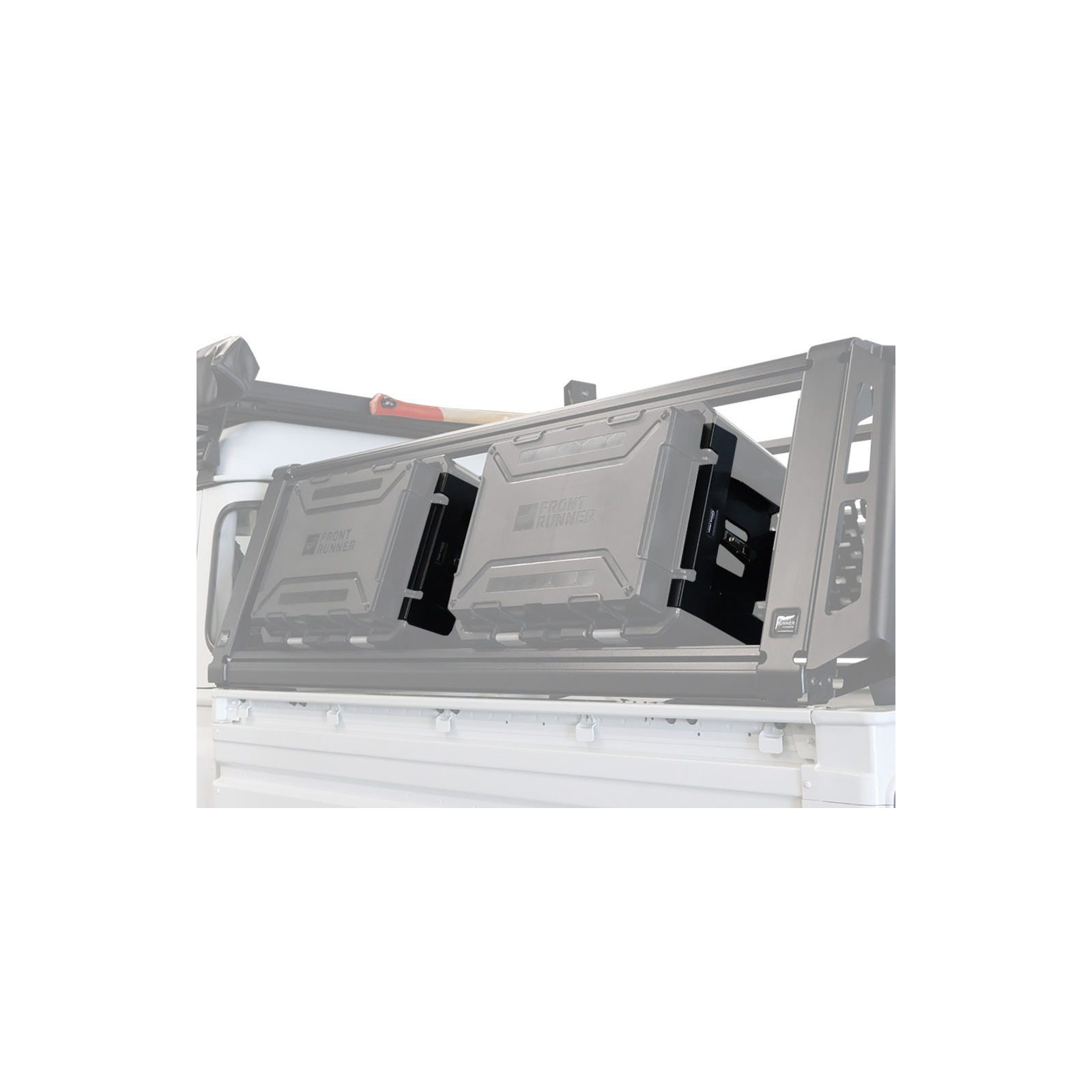 Support de montage rapide FRONT RUNNER pour installation latérale de 2 caisses Wolf Pack Pro sur Bed Rack FRONT RUNNER