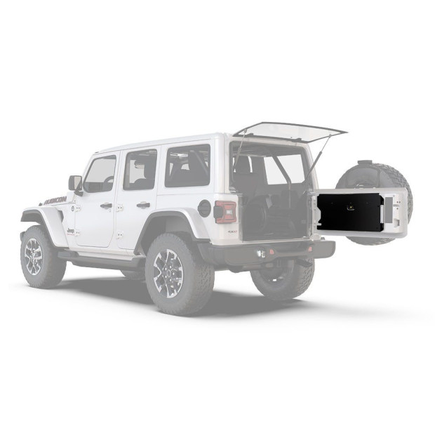 Platine support pour installation d’une tablette rabattable FRONT RUNNER TBRA034 sur porte arrière de Jeep Wrangler JL/JLU