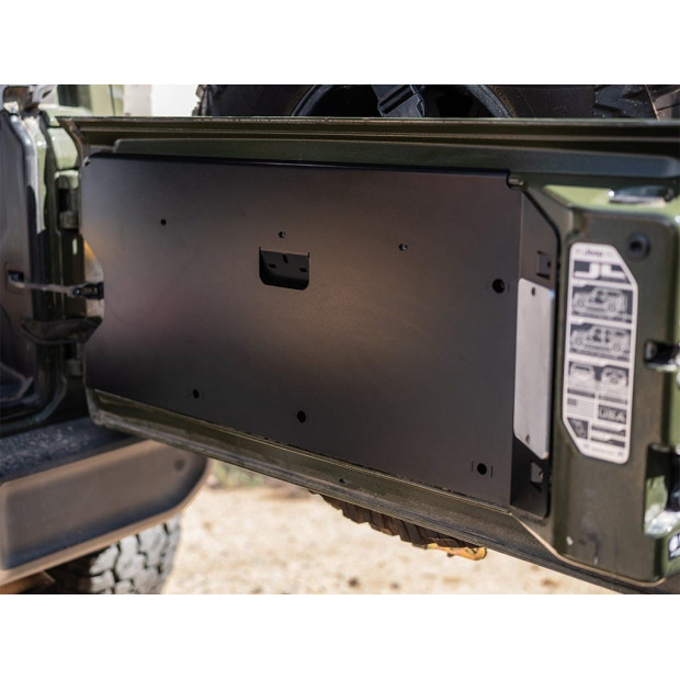 Platine support pour installation d’une tablette rabattable FRONT RUNNER TBRA034 sur porte arrière de Jeep Wrangler JL/JLU