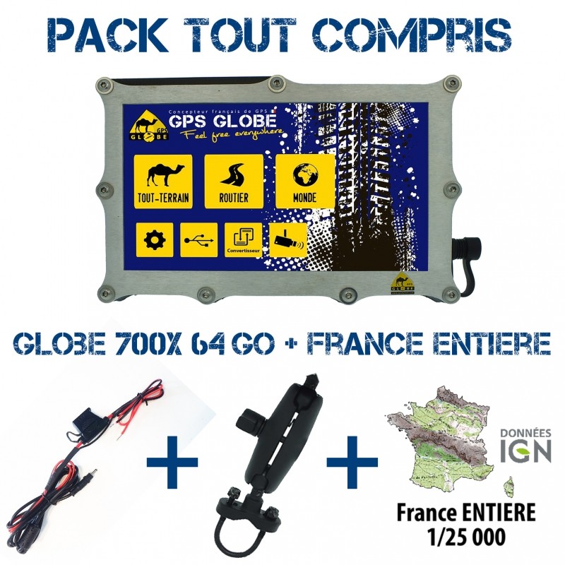 Gps 4x4 GLOBE 700X V3 64GB Pack Tout Compris Full France IGN 1:25000