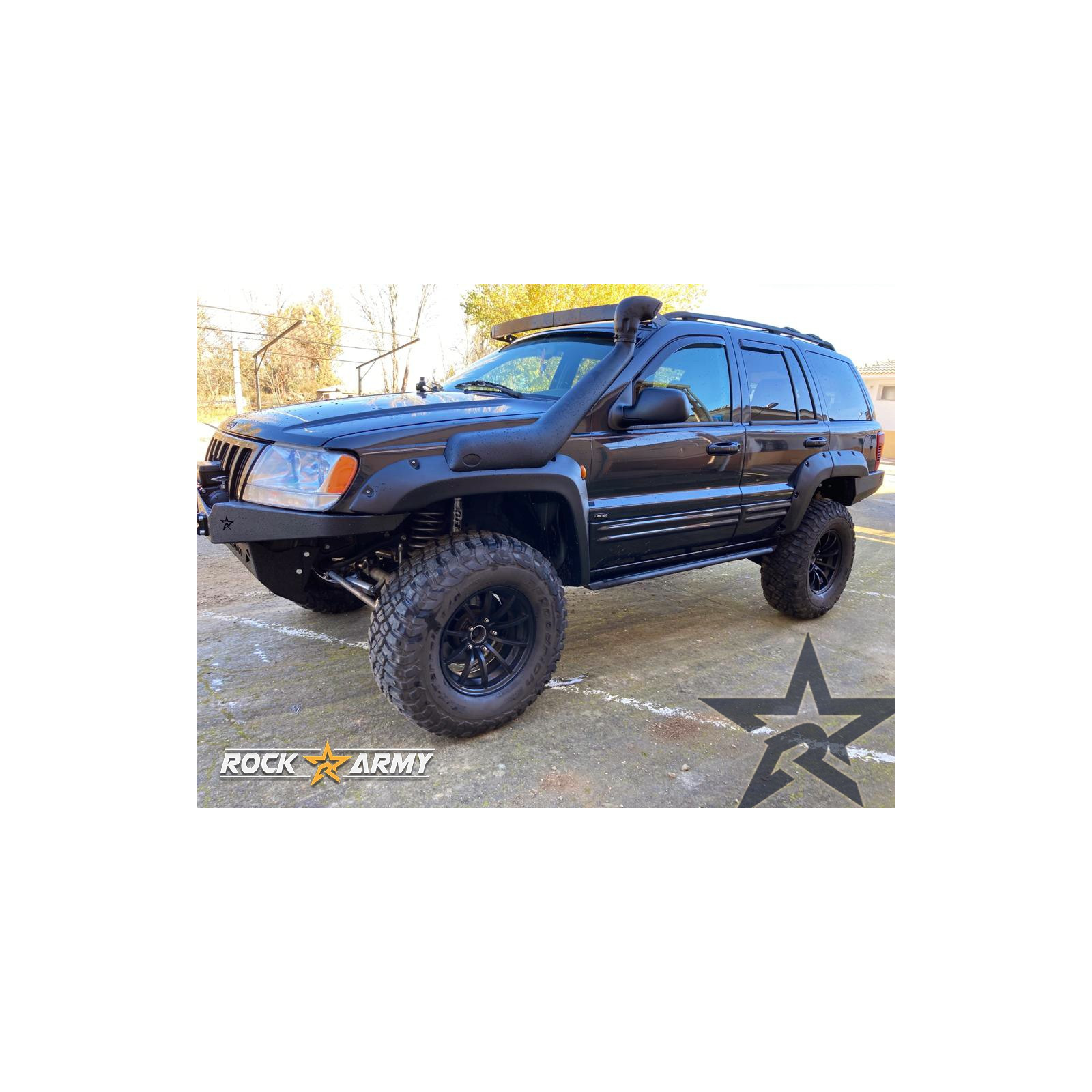Pare-choc avant XL ROCK ARMY en acier avec platine treuil intégrée et protection moteur 5mm Jeep Grand Cherokee WJ/WG 