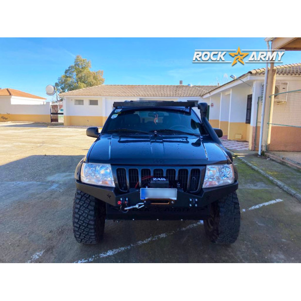 Pare-choc avant XL ROCK ARMY en acier avec platine treuil intégrée et protection moteur 5mm Jeep Grand Cherokee WJ/WG 