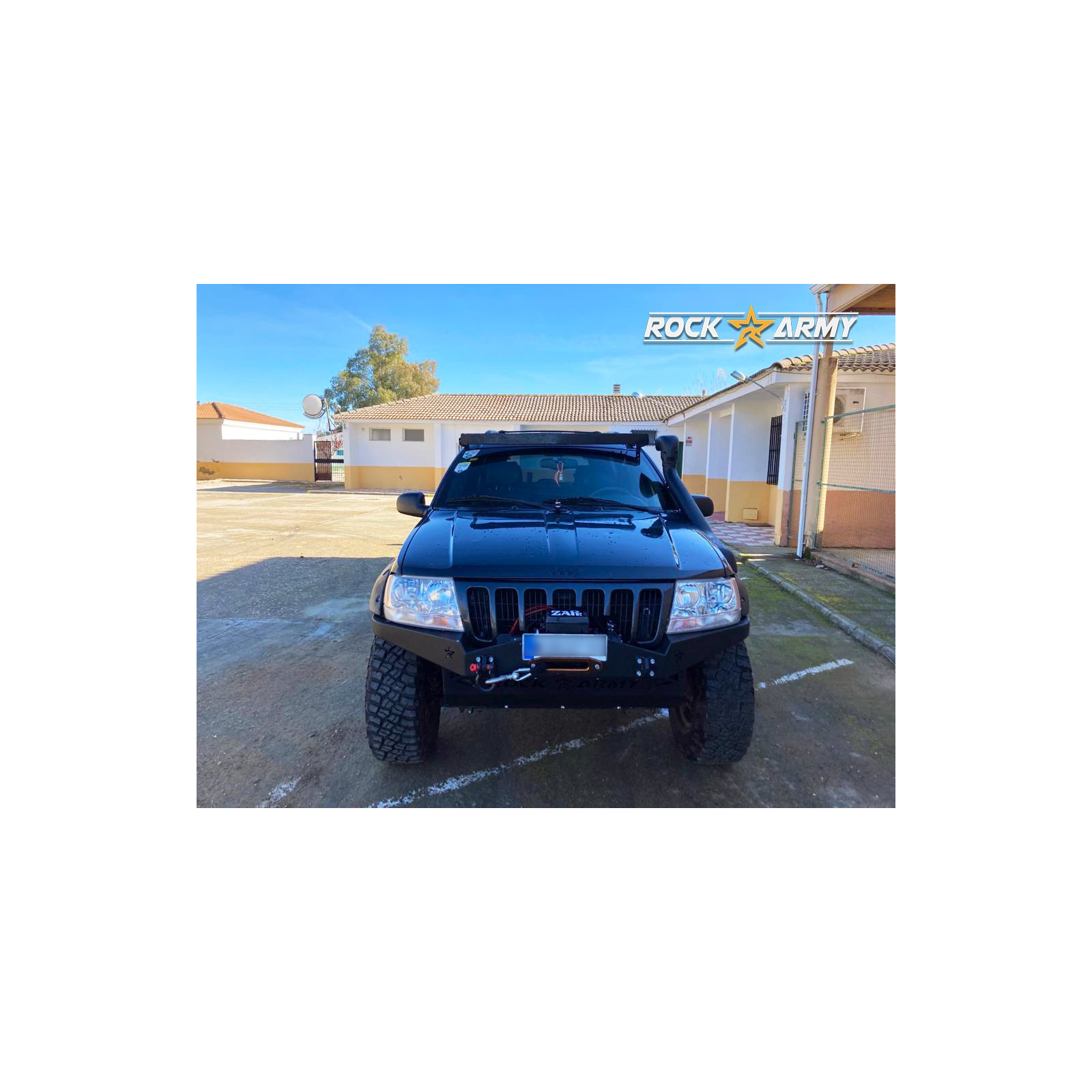 Pare-choc avant XL ROCK ARMY en acier avec platine treuil intégrée et protection moteur 5mm Jeep Grand Cherokee WJ/WG 