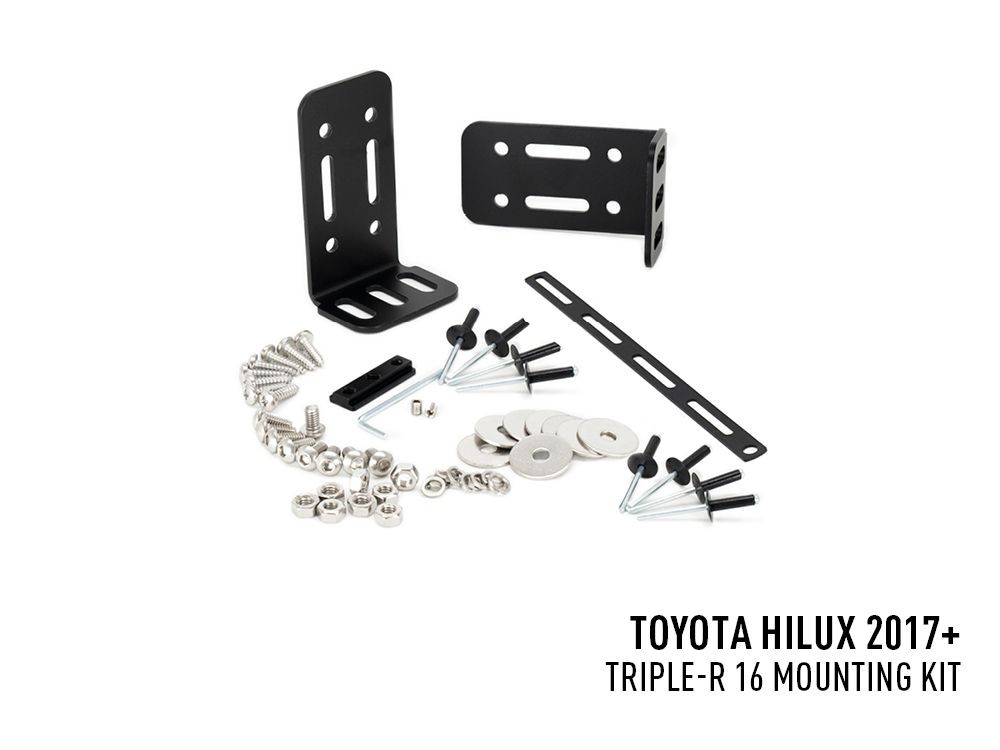 Supports d'intégration calandre pour 1 barre LED LAZER LAMPS RRR-16 Toyota Hilux 2019+