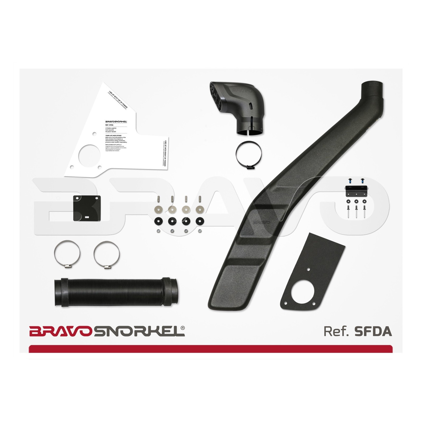 Snorkel BRAVO SNORKEL • SFDA • Citroën Jumper / Fiat Ducato / Peugeot Boxer (2006+) • montage à gauche 