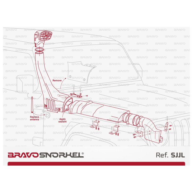 Snorkel BRAVO SNORKEL • SJJL • Jeep Wrangler JL / Gladiator JT (2017+) • montage à droite 