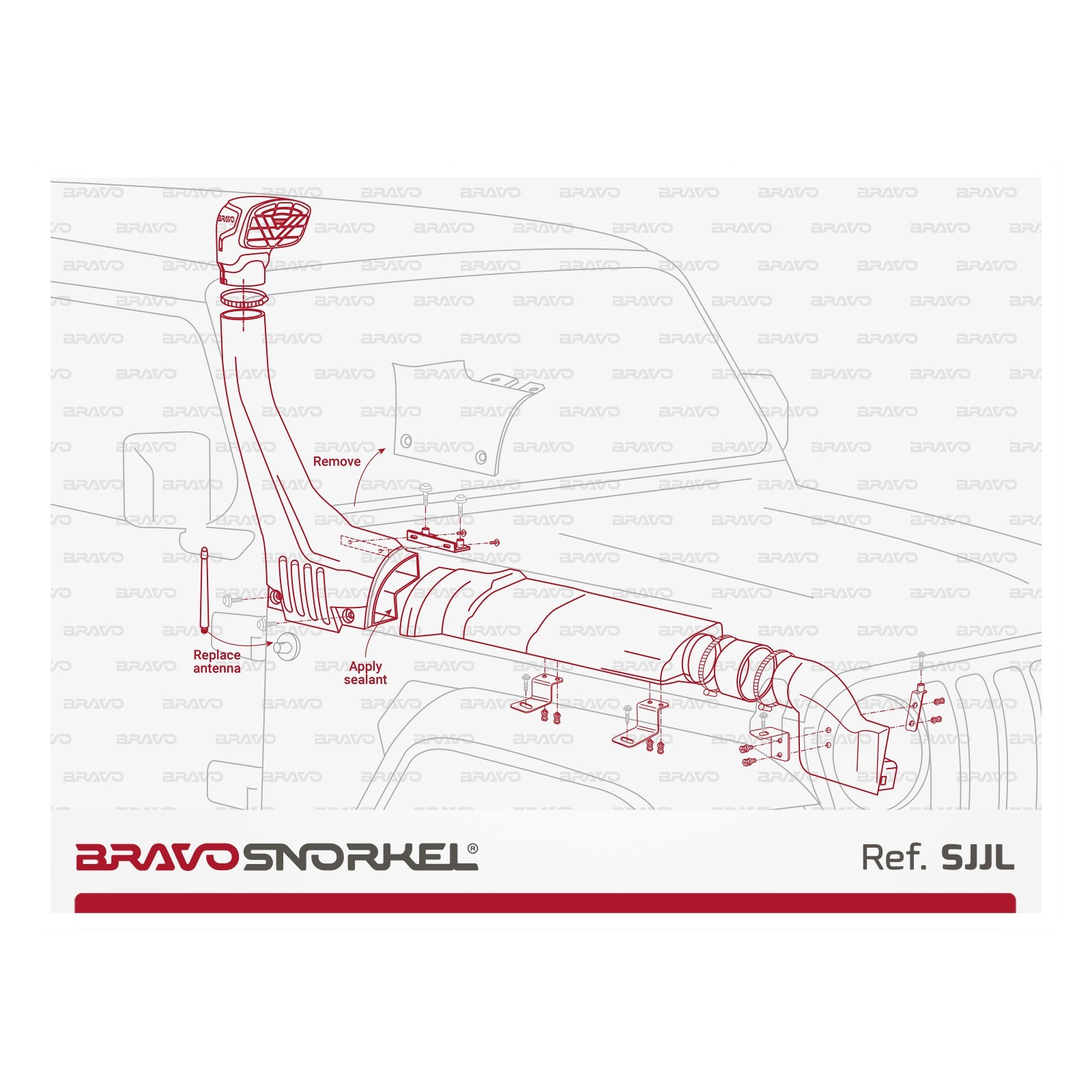 Snorkel BRAVO SNORKEL • SJJL • Jeep Wrangler JL / Gladiator JT (2017+) • montage à droite 