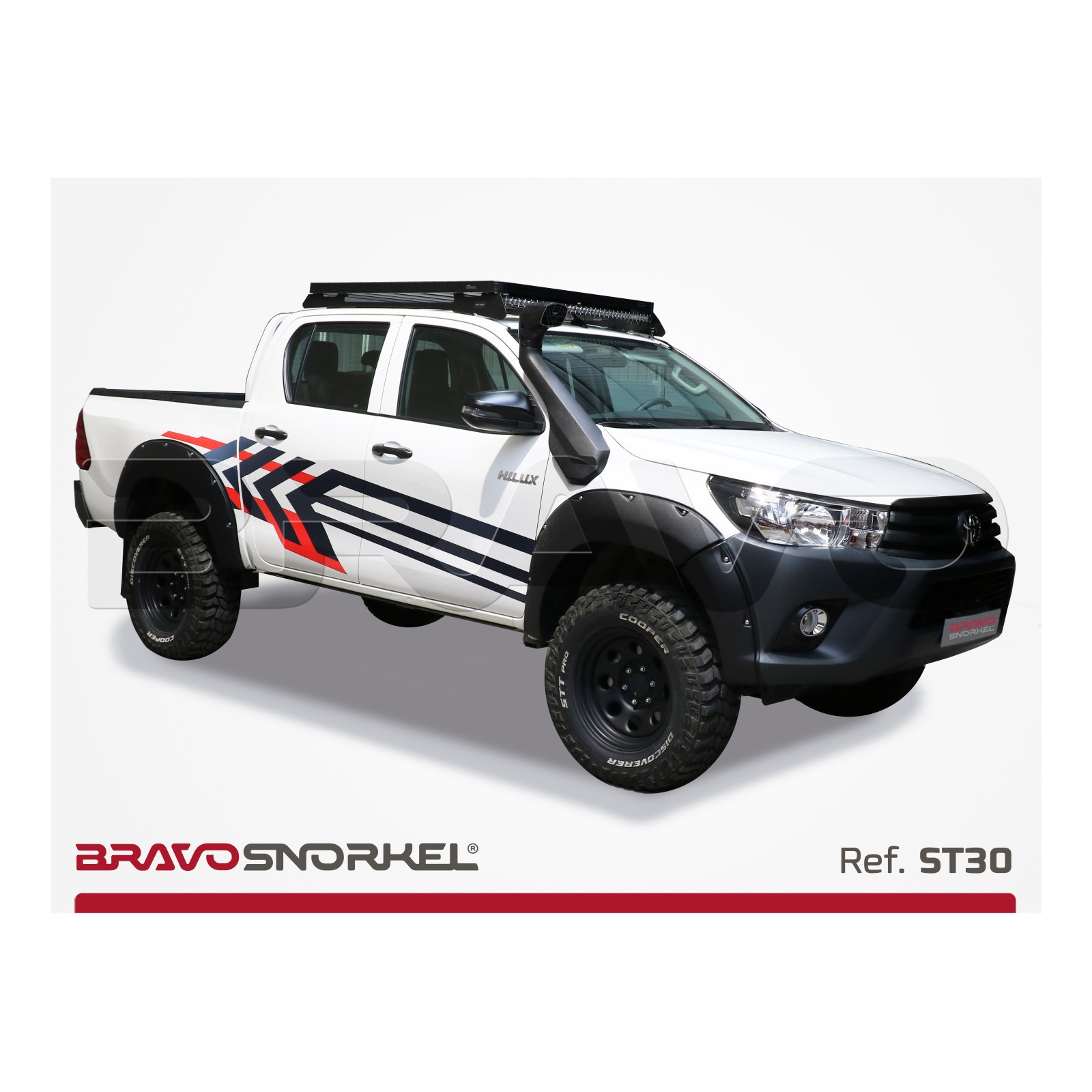 Snorkel BRAVO SNORKEL • ST30 • Toyota Hilux série 126 (2016+) • montage à droite 