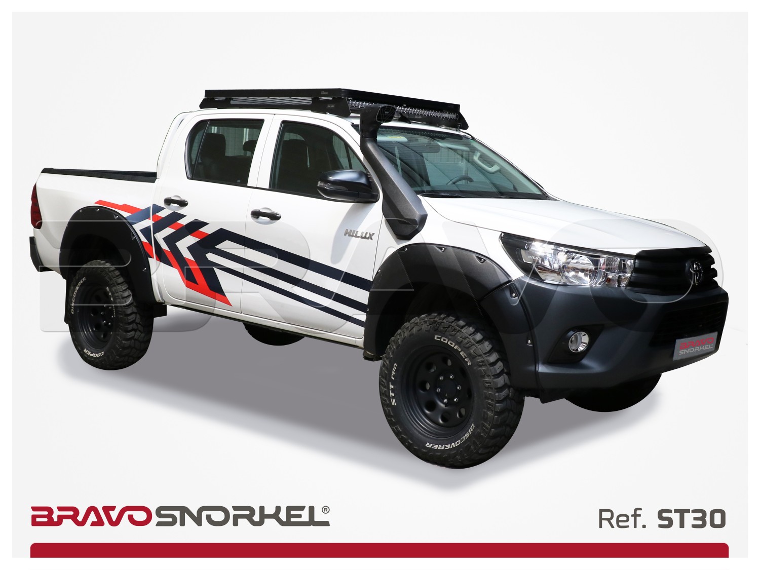 Snorkel BRAVO SNORKEL • ST30 • Toyota Toyota Hilux (2015-2018) (2018-2021) (2021+) GUN126 • montage à droite