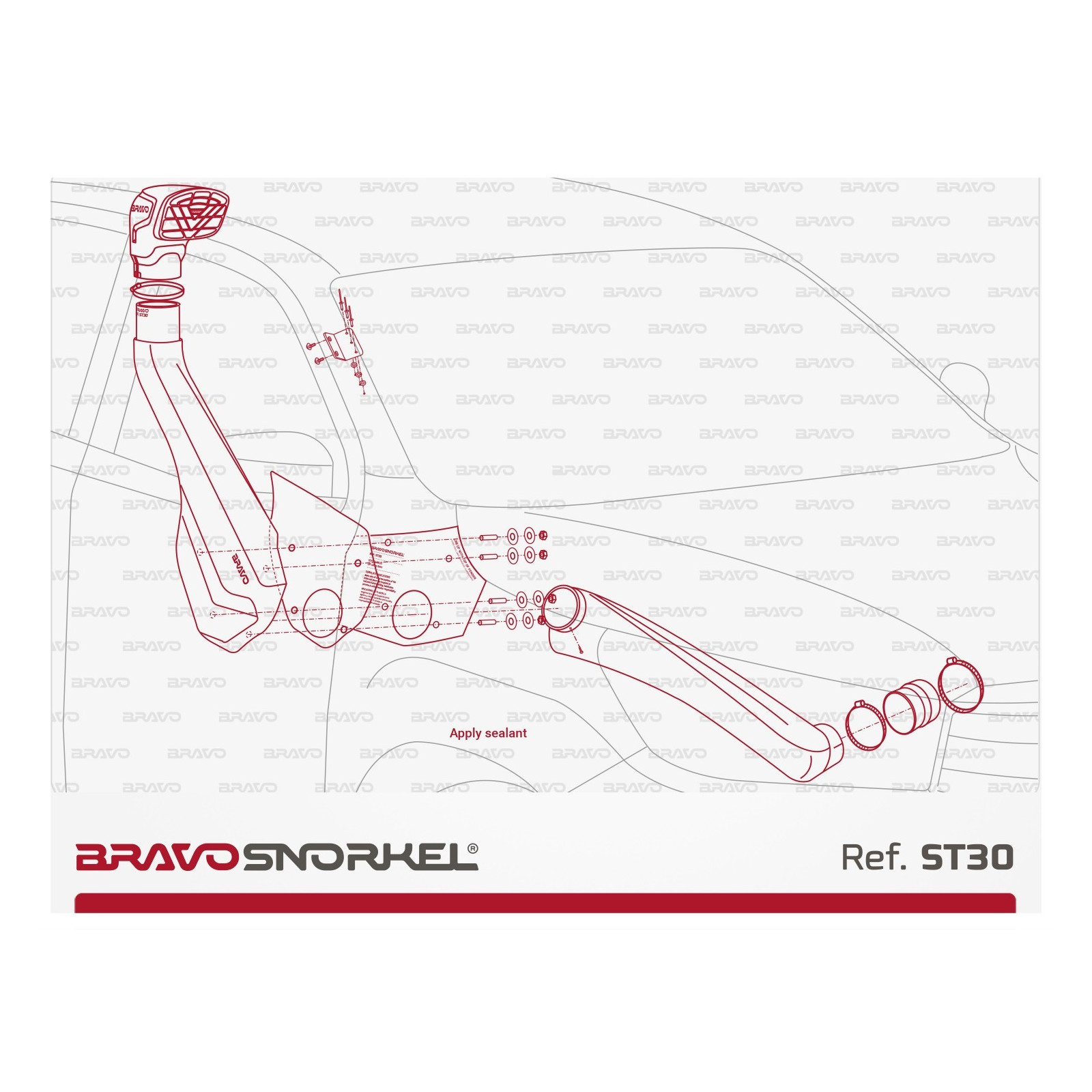 Snorkel BRAVO SNORKEL • ST30 • Toyota Hilux série 126 (2016+) • montage à droite 