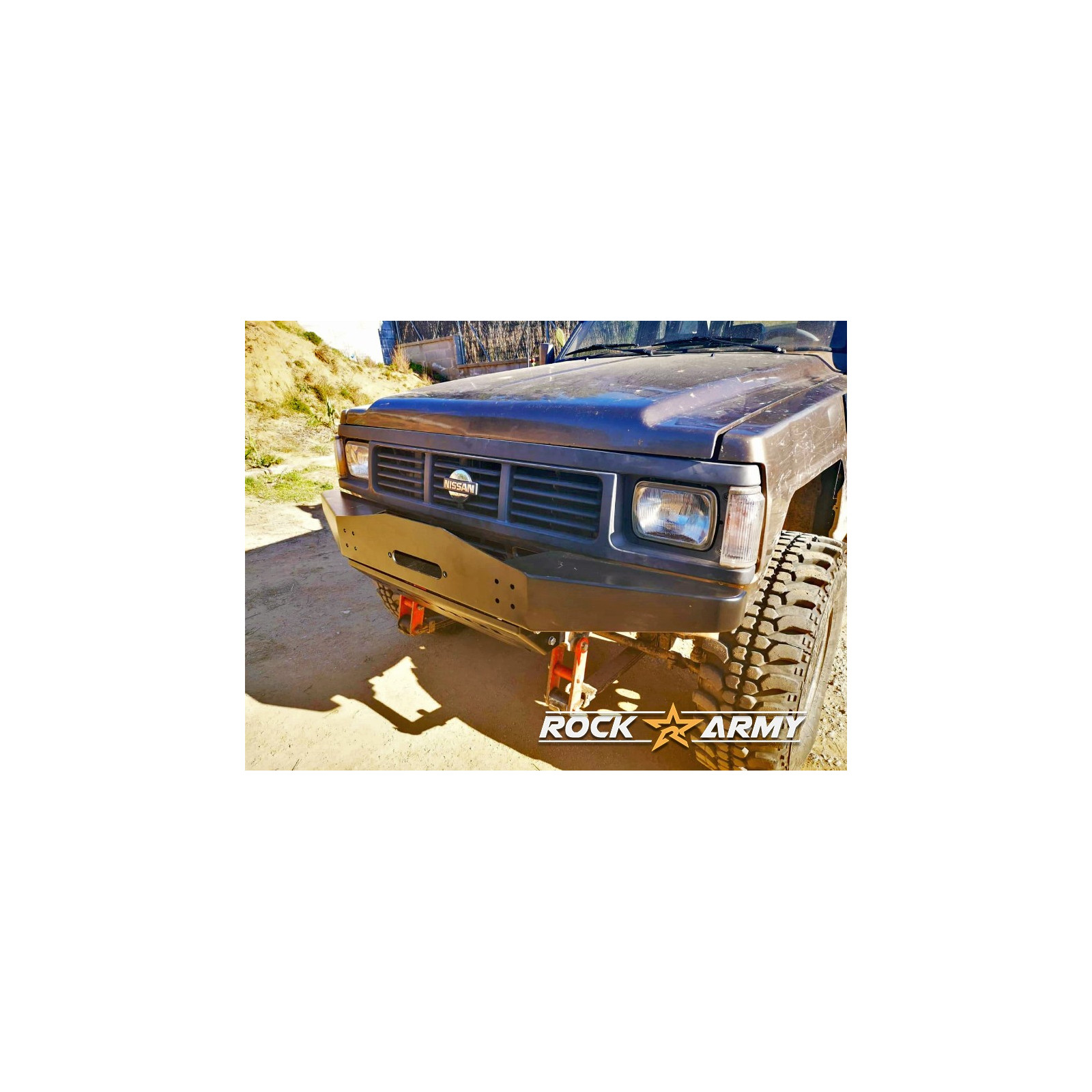 Pare-choc avant ROCK ARMY en acier avec platine treuil intégrée et protection avant 5mm Nissan Patrol Baroud K160/K260 