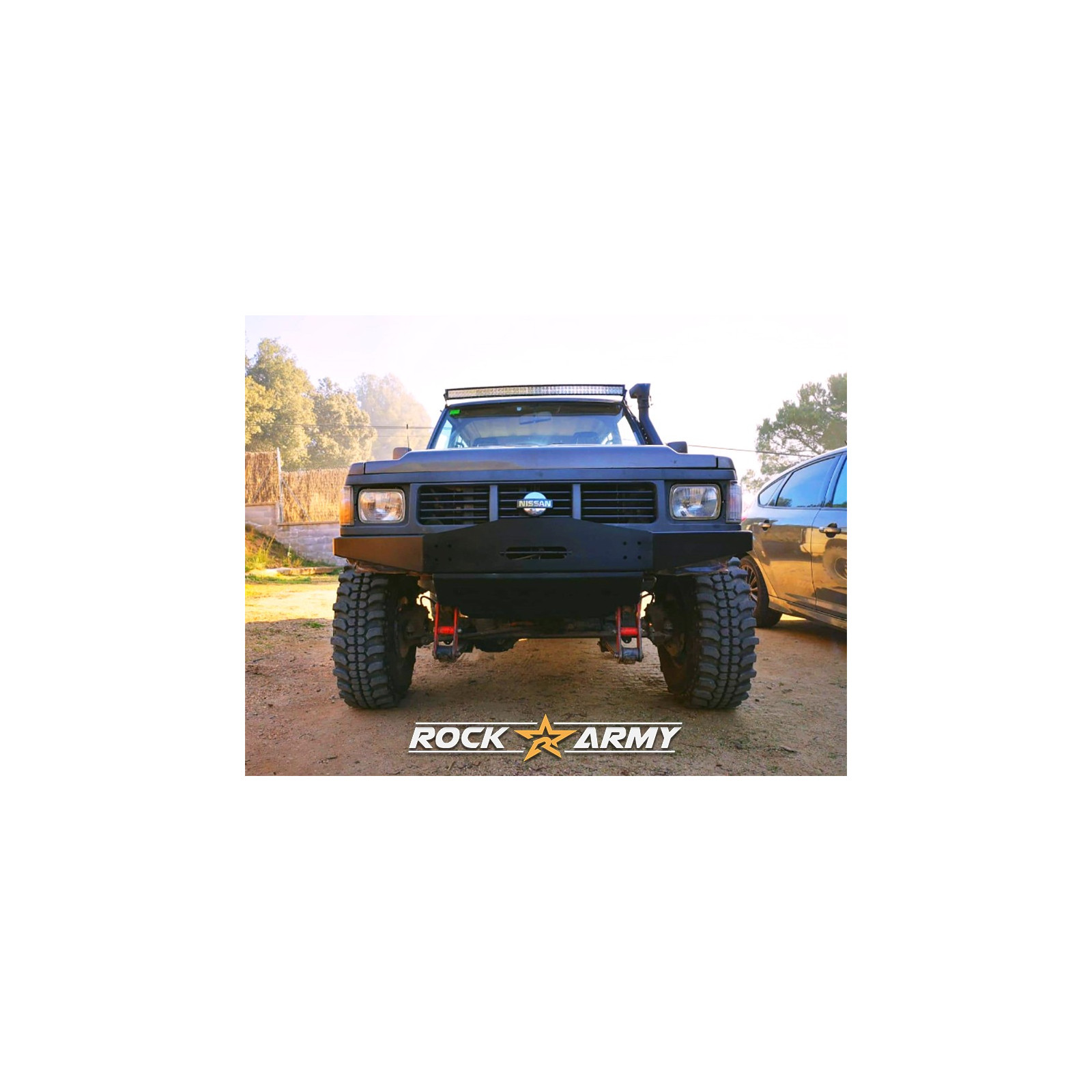 Pare-choc avant ROCK ARMY en acier avec platine treuil intégrée et protection avant 5mm Nissan Patrol Baroud K160/K260 