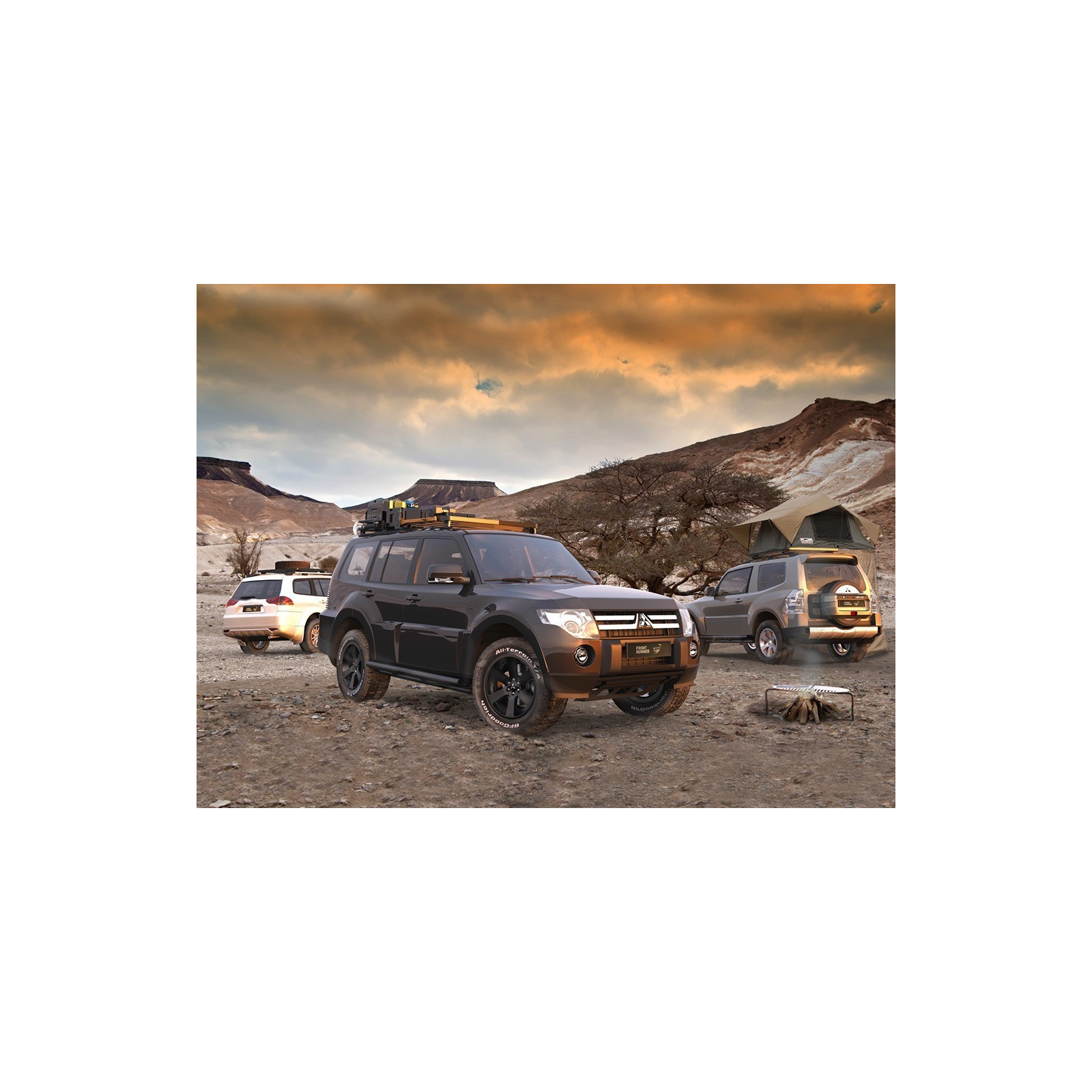 Galerie FRONT RUNNER Slimline II 1345 x 2166 mm Gutter Mount Haute pour Mitsubishi Pajero 5 portes 1991 à 2000 • KRMPT07L