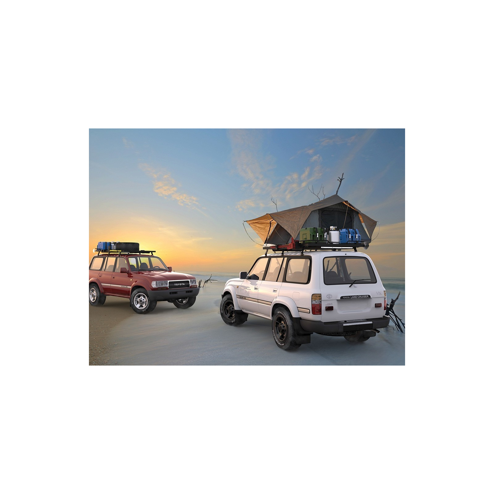 Galerie FRONT RUNNER Slimline II 1345 x 2166 mm Gutter Mount Haute pour Toyota Land Cruiser 80 • KRTLT20L