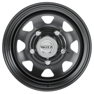 Jante acier DOTZ DAKAR Dark (noir) 7.5x18 • 6x114.3 • ET18 • CB66 • Cache moyeu inclus