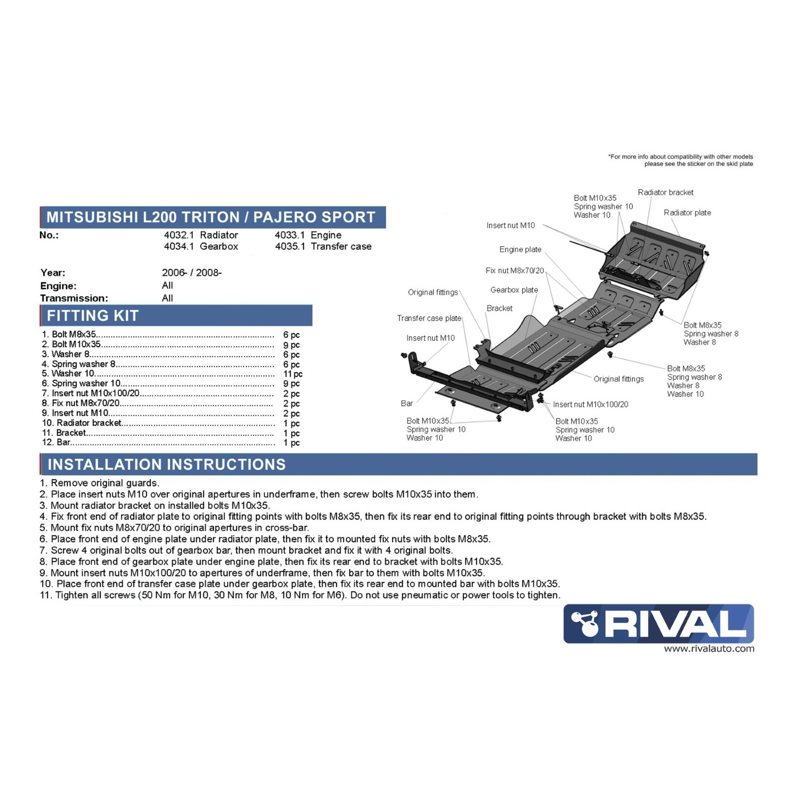 Protection boite de vitesse RIVAL 23.4034.1 