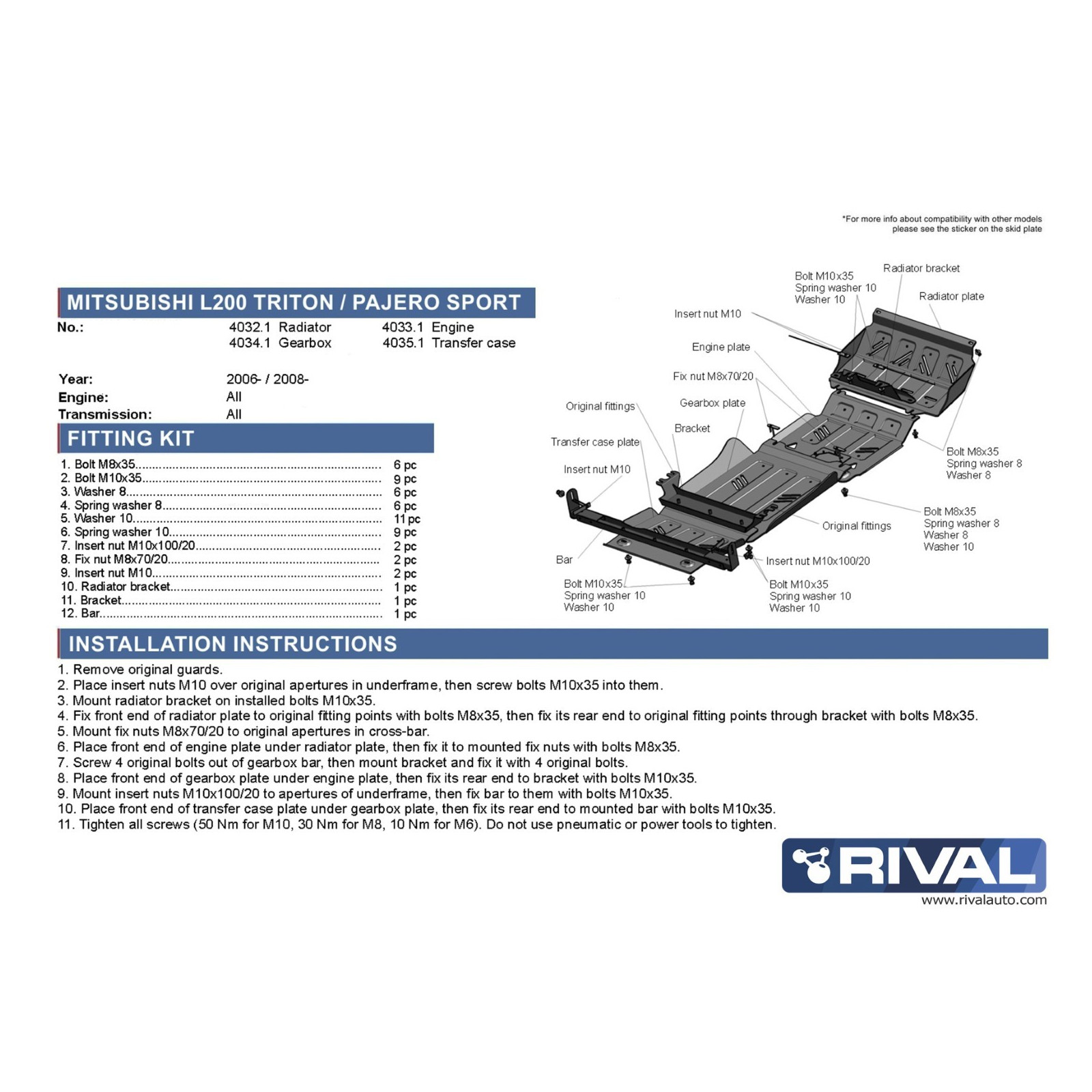 Protection boite de transfert RIVAL 2333.4035.1 