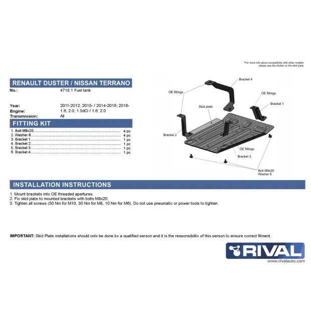 Protection réservoir carburant  RIVAL 2333.4718.1 
