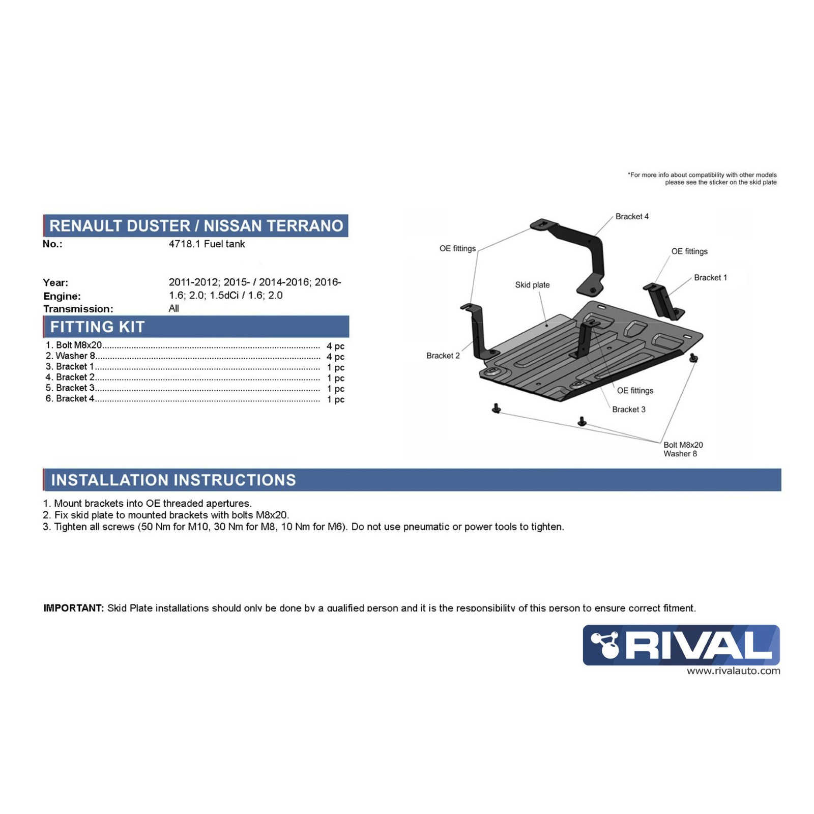 Protection réservoir carburant  RIVAL 2333.4718.1 