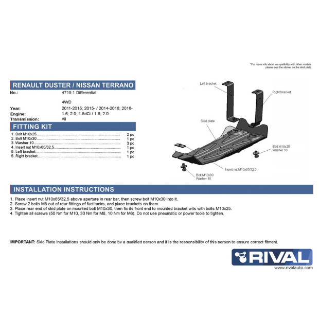 Protection de différentiel arrière RIVAL 2333.4719.1 