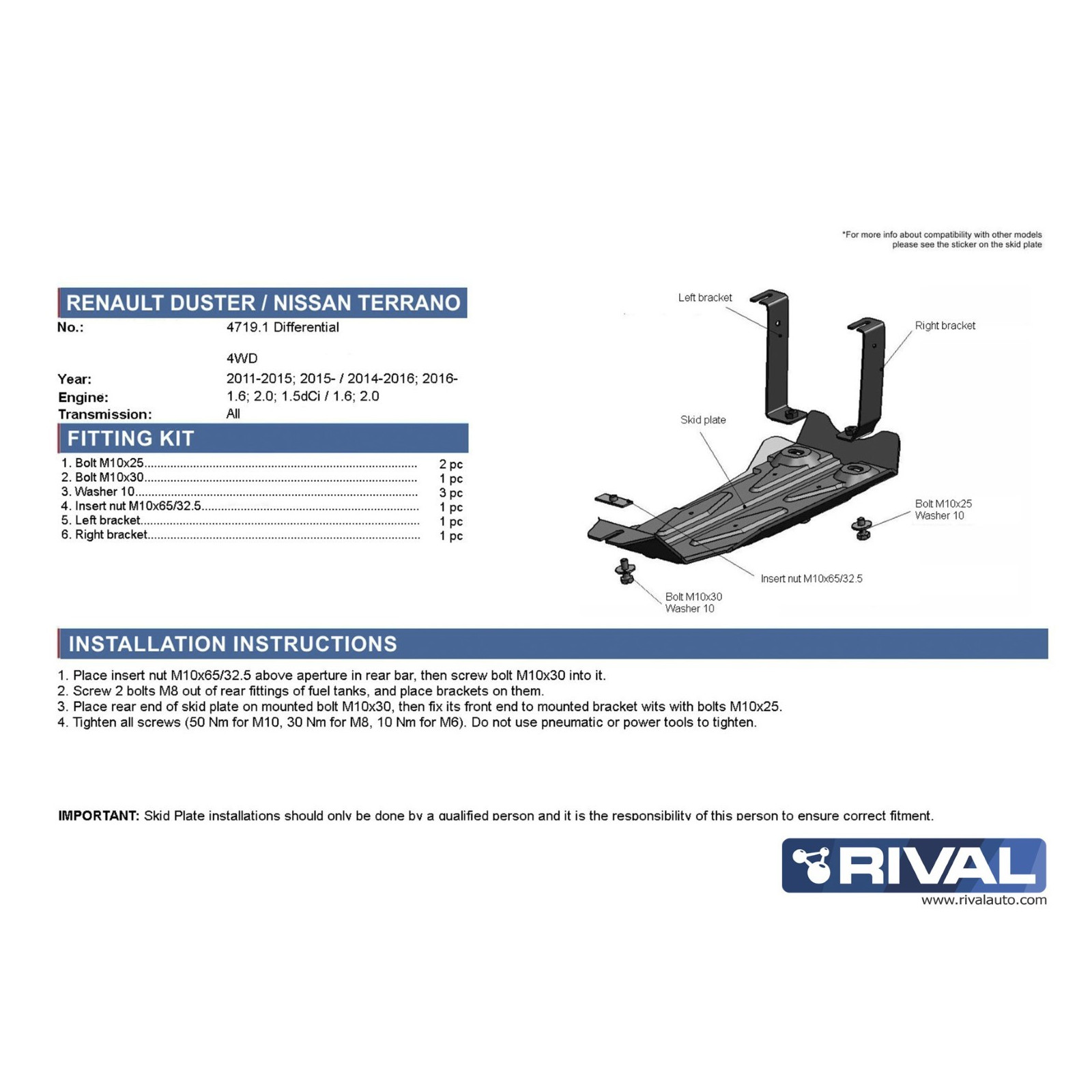 Protection de différentiel arrière RIVAL 2333.4719.1 