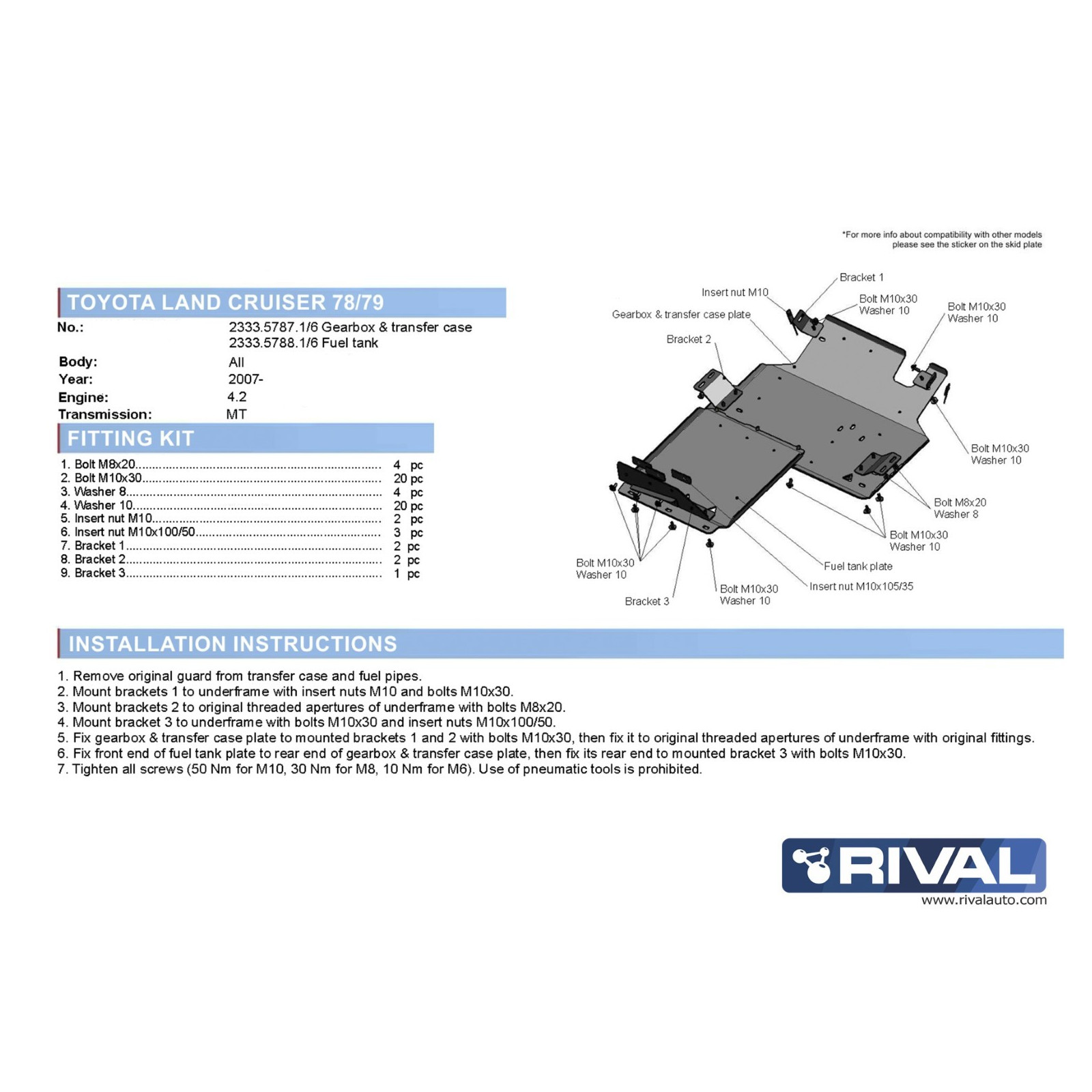 Protection réservoir carburant  RIVAL 2333.5788.1.6 