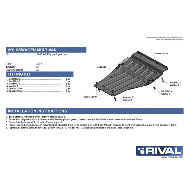 Protection moteur + boite de vitesse RIVAL 2333.5806.1.6 