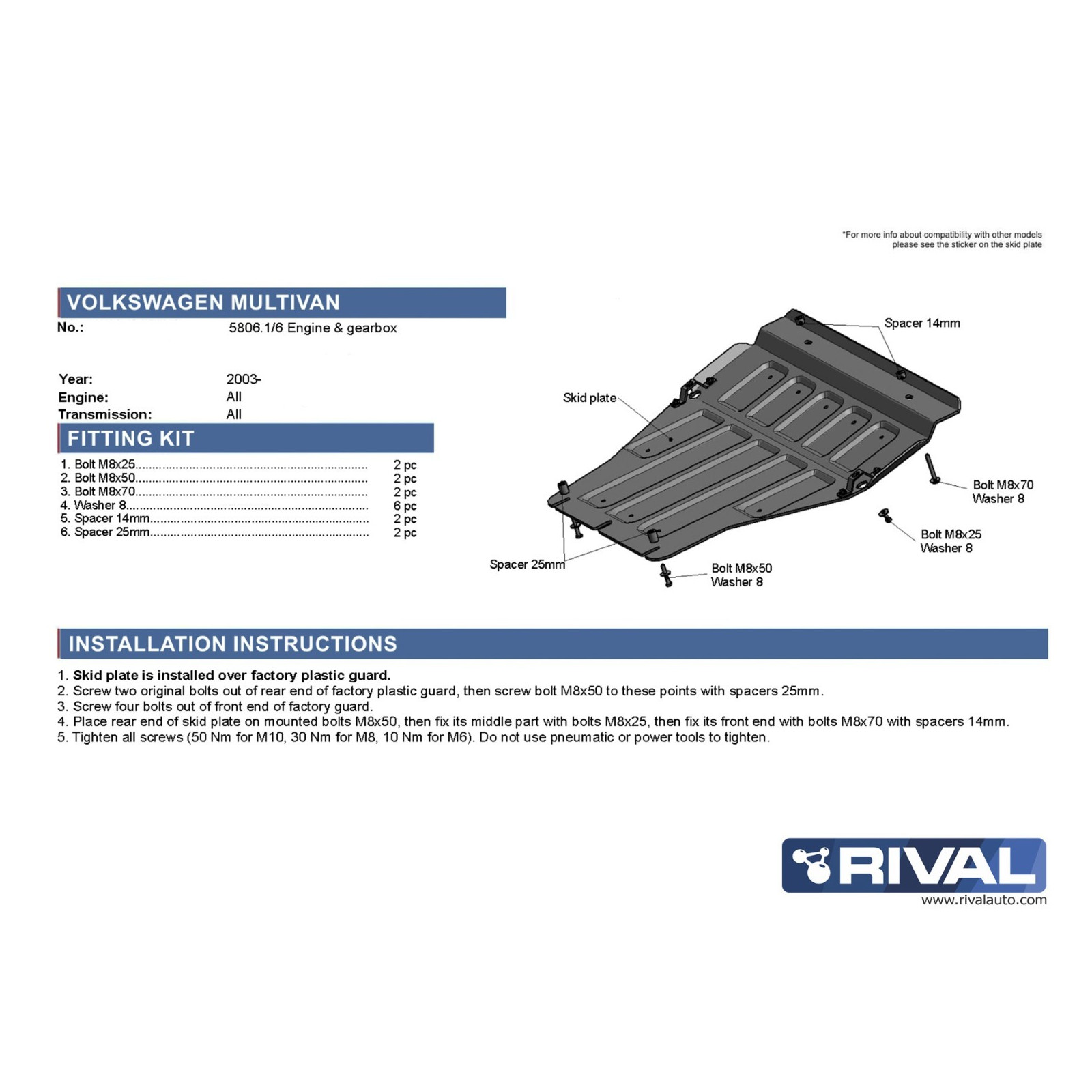 Protection moteur + boite de vitesse RIVAL 2333.5806.1.6 