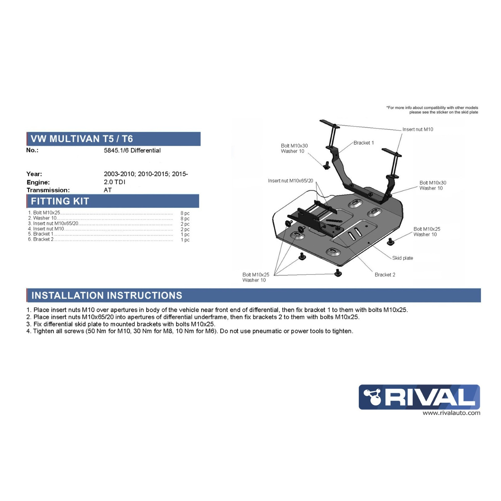 Protection de différentiel arrière RIVAL 2333.5845.1.6 